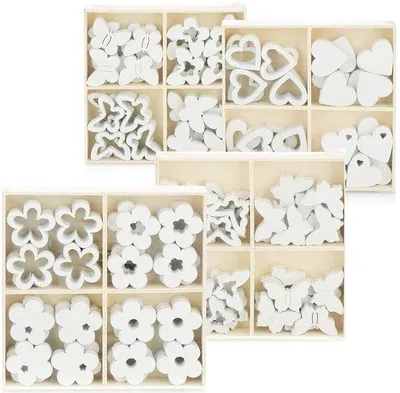 Immagine prodotto di com-four® Set da 128 pezzi di decorazioni sparse - Farfalle, cuori e fiori in legno in diversi modelli - Decorazioni sparse in legno per decorazioni e lavoretti