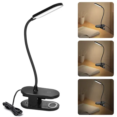 Produktbild von Aigostar LED Leselampe Bett,Touch-Dimmen Klemmlampe mit 360° Verstellbarem Flexiblem Arm,Schreibtischlampe mit 3 Helligkeitsmodi,4000K,USB-Ladekabel