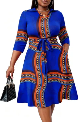 Produktbild von FANDEE Midi-Kleid in Übergröße für Damen – Bedrucktes Sommerkleider für Hochzeit
