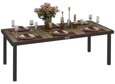 Image de Table de jardin - Table à manger d'extérieur en aluminium - Rectangulaire - 190 × 90 × 74 cm - Naturel et noir