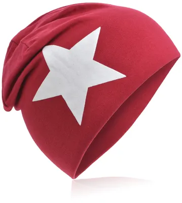 Produktbild von Kinder Beanie Gross Stern Weinrot L