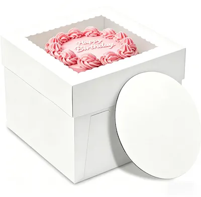 Productafbeelding van Taartverpakkingen - Met kijkvenster - Voor het transport van taarten, cakes en gebak - 25x25x20 cm - 5 stuks