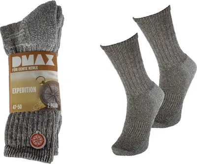 Produktbild von DMAX 6 Paar Wandersocken / Socken, in 39-42 in Beige-Grau m. braunen Streifen für Damen und Herren