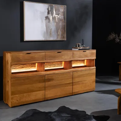 Produktbild von riess-ambiente Sideboard GRAND 180cm braun massives Mangoholz LED-Beleuchtung Schubladen