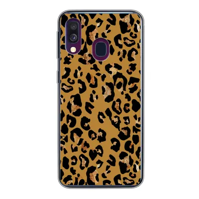 Produktbild von MuchoWow® Handyhülle Schutzhülle Hülle für Samsung Galaxy A40 Pantherdruck - Gelb - Gold Silikon Softcase Handy Hülle - Handy-Tasche
