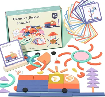 Produktbild von Tangram-Holzpuzzle für Kinder – Montessori-Spielzeug ab 4 bis 6 Jahren – Puzzleform – Zuordnungsspiel – Lernspielzeug für Kinder