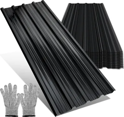 Produktbild von Faziango 12x Trapezblech aus verzinktem Stahl 129×46 cm Trapezblech / Profilblech Dachblech 7 m² Anthrazit für Geräteschuppen & Gartenhaus