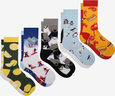 Produktbild von uandu Socken - Set , Socken lustig, bunte Socken, happy socks, lustige Socken Damen und Herren, Baumwollsocken, Motiv Socken- Crazy Socks