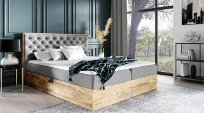 Obrázek produktu pro Manželská postel CHANTELLE 3 - 140x220, šedá + topper