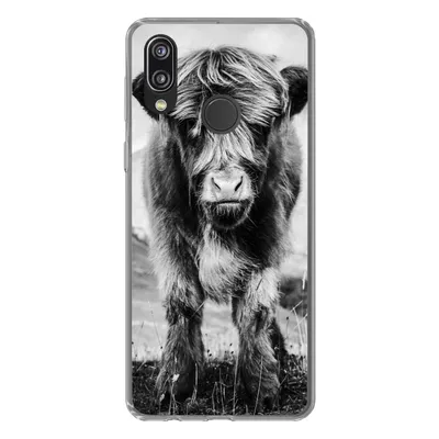 Produktbild von MuchoWow® Handyhülle Schutzhülle Hülle für Huawei P20 Lite (2020) Schottischer Highlander - Berg - Schwarz - Weiß Silikon Softcase Handy Hülle - Kartenhalter