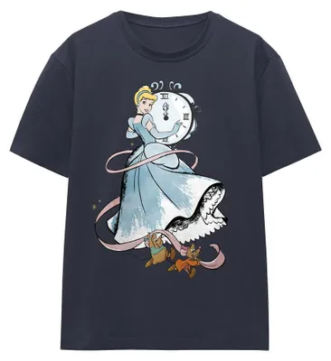 Image de T-shirt Cendrillon - « Clock Strikes Twelve » pour femme TV34656 (XL) (bleu marine)