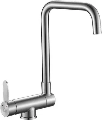 Immagine prodotto di Miscelatore verticale di design per lavello con bocca a L in acciaio