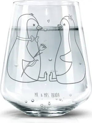 Produktbild von Mr. & Mrs. Panda Glas Pinguin Pärchen - Transparent - Geschenk, Wasserglas, Hochzeitstag, Trinkgefäß, Verknallt, Tumbler, Trinkglas, Hochzeitsgeschenk, Becherglas, Liebe