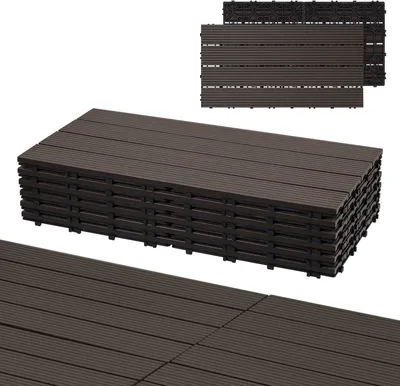 Immagine prodotto di TolleTour 24 pezzi=4 m² piastrelle per patio piastrelle per balcone piastrelle WPC per balcone giardino marrone scuro 30x60cm