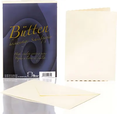 Produktbild von Kartenbündel-Einzelkarten A6,Hüllen C6,Bütten Ivory