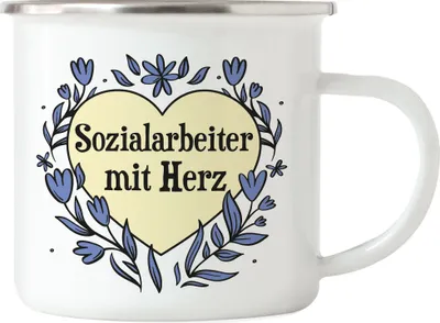Produktbild von Sozialarbeiter mit Herz Emaille Tasse Geschenkidee Zum Danke Sagen Bester Sozialarbeiter
