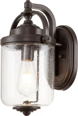 Produktbild von Außenwandleuchte Glas H: 35,5 cm IP44 in ölgeriebenes Bronze E27 Vintage Außenleuchte Wand
