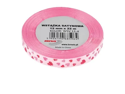 Immagine prodotto di Nastro di raso cuori rosa 12mmx22m
