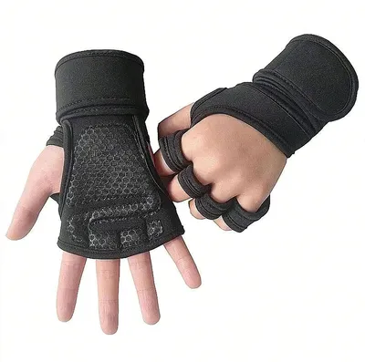Produktbild von Fitnesshandschuhe Herren, Halbfinger, Rutschfest Handgelenkstütze, XL, Schutz Trainingshandschuhe