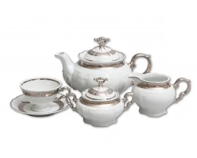Image de Thun 1794 Marie Louise, service à thé, platine, porcelaine tchèque, Thun, 15 d.