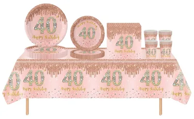 Geburtstags-Geschirrset Roségold 40. – 40-teilig