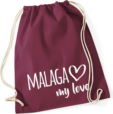 Produktbild von Huuraa Turnbeutel Malaga my love 12 Liter Burgundy Baumwolle Rucksack Geschenkidee