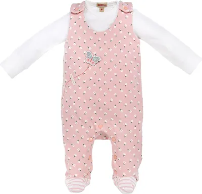 Produktbild von BONDI Baby Strampler "Blumenallover" 93946 | flower allover Rosa - Babystrampelanzug Größe: 56