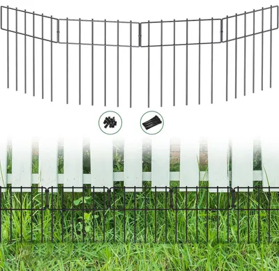 Gartenzaun-Set 25 Stk., 8,2 m x 43 cm, Metall, Steckzaun, schwarz