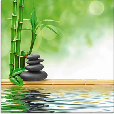 Produktbild von ARTland Glasbild Spa Konzept Zen Basaltsteine Größe: 30x30 cm