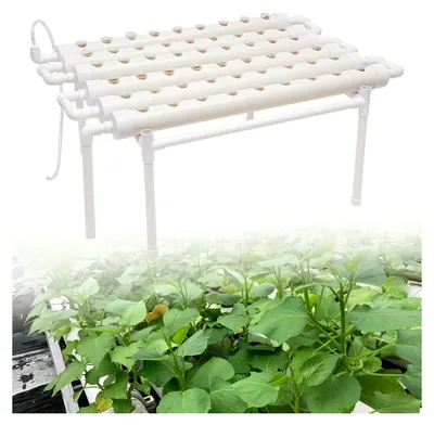 Produktbild von Hydroponisches Anbaukit, Hydroponisches System, Erdloses Pflanzenanbausystem mit 6 Rohren, 54 Standorten und Wasserkulturgärten für Pflanzen, Anzucht, Garten (54 Löcher) Weiß