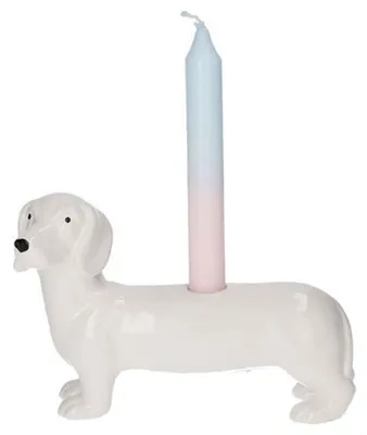 Produktbild von Gift Company Kerzenleuchter Mignon Dackel Weiß