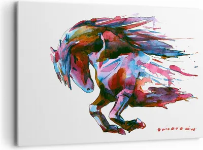 Produktbild von Bild auf Leinwand - Leinwandbild - Pferd Eleganz wild Tier - 100x70cm - Wand Bild - Wanddeko - Leinwanddruck - Bilder - Kunstdruck - Wanddekoration - Leinwand bilder - Wandkunst - AA100x70-3010