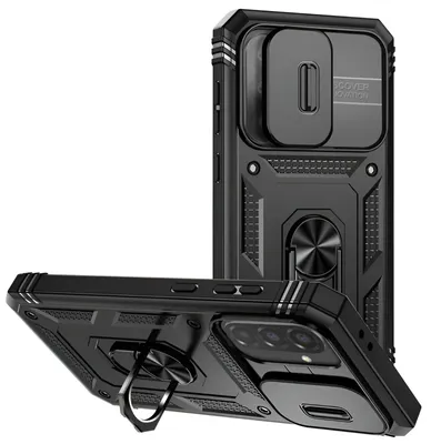 Produktbild von Avizar, Hülle mit Ringhalter und Kameraschiebeschutz für Samsung Galaxy A37, Schwarz