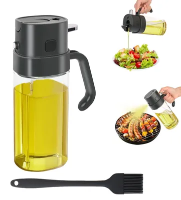 Öl-Sprühflasche 2-in-1, 550 ml, Glas, Schwarz