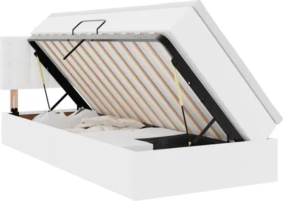 Image de Lit avec rangement et matelas Blanc pur 100 x 200 cm