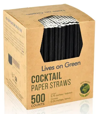 Produktbild von Einweg-Cocktailstrohhalme & Rührstäbchen Papier Schwarz 14,6 cm 500 Stück