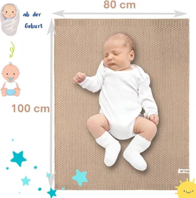 Productafbeelding van Famanu Babydeken, biologisch - Zachte gebreide deken voor pasgeborenen
