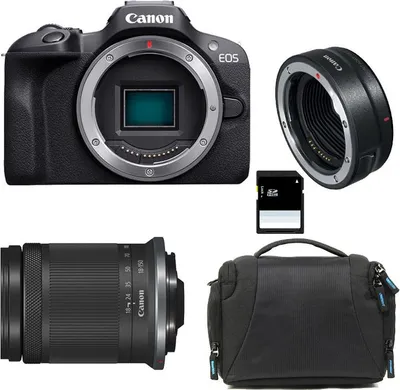 Immagine prodotto di CANON EOS R100 + RF-S 18-150mm f/3.5-6.3 IS STM + borsa + scheda SD da 8 GB + anello EF-EOS R