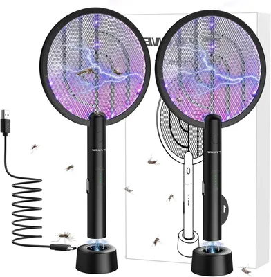 Obrázok produktu pre Elektrická sieťka na muchy – zariadenie na likvidáciu hmyzu – boj proti škodcom – 2 v 1: UV lampa – napätie 4000 V – čierna farba