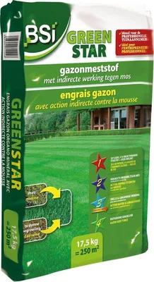 Produktbild von BSI Rasendünger 17,5kg für 250m² - Green Star - mit Kalkstickstoff - Bestellung >6 Säcke, Lieferung auf Palette (+1 Arbeitstag) - Geeignet für 250m² Fläche - Inhalt: 17,5kg
