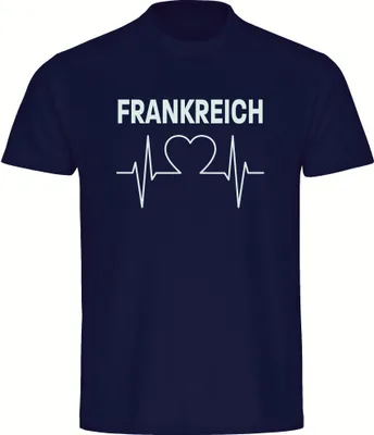 Produktbild von multifanshop Herren T-Shirt - Frankreich - Herzschlag, navi, Größe XXL