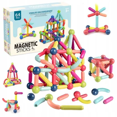 Produktbild von Magnetische Bausteine für Kinder, Lernset, 64 Teile.