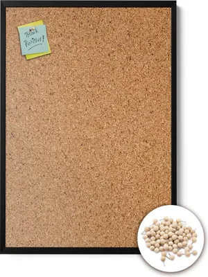 Produktbild von Pinnwand Kork - Selbstheilend - Schwarzer Rahmen - 120x90 cm XXL - Montagematerial - Reißzwecke - Hoch- Und Querformat - Büro Schule Zuhause