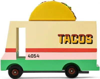 Produktbild von Candylab Holzspielzeugbus Taco Van - bunter Retro Bus