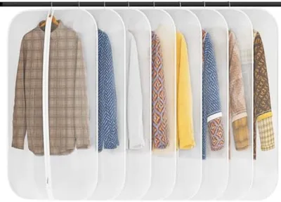 Productafbeelding van PromoHome® Set van 8 kledingbeschermhoezen – Transparante kledinghoezen met rits voor het n en beschermen van kleding – 60x100 cm