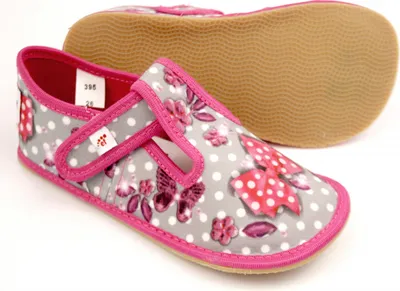 Produktbild von Hausschuhe BAREFOOT EF 395 Butterfly grau-rosa 29