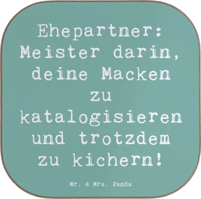 Produktbild von Mr. & Mrs. Panda Untersetzer für Gläser Spruch Ehepartner Schätze - Meeresbrise - Geschenk, Geschenke, Tasse, Freude, Tischuntersetzer, Zuneigung, Beziehung, Coaster