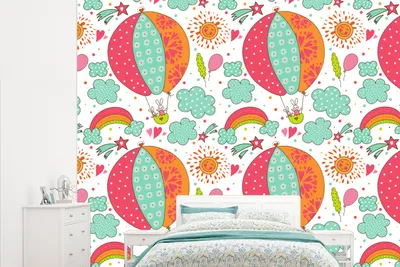 Produktbild von MuchoWow® Fototapete für Wohnzimmer oder Schlafzimmer Wandtapete Vinyl Motivtapete Kaninchen - Schnittmuster - Baby - 315x260 cm - Gemustert