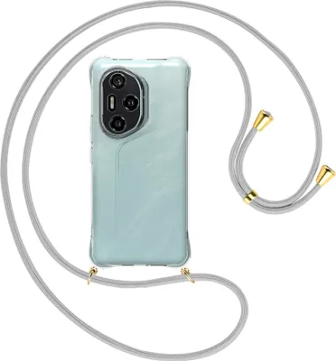 Produktbild von Handykette Backcover-Schutzhülle mit Band (Metall goldfarben) für Honor 300 Pro 5G - silbergrau