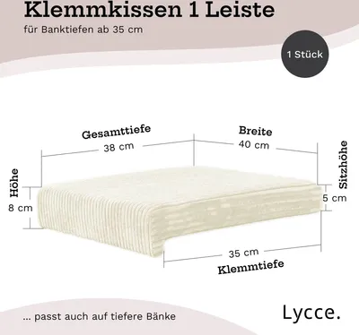 Klemmkissen 1 Leiste Sitzkissen Cord Stoff Kord Bankauflage Bankkissen Kissen Vanille